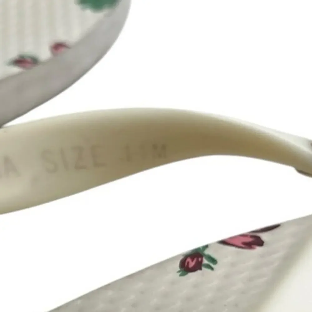 Womens Tory Burch Rubber Flip Flop Sandal 11M White Floral Beach Casual Outdoor